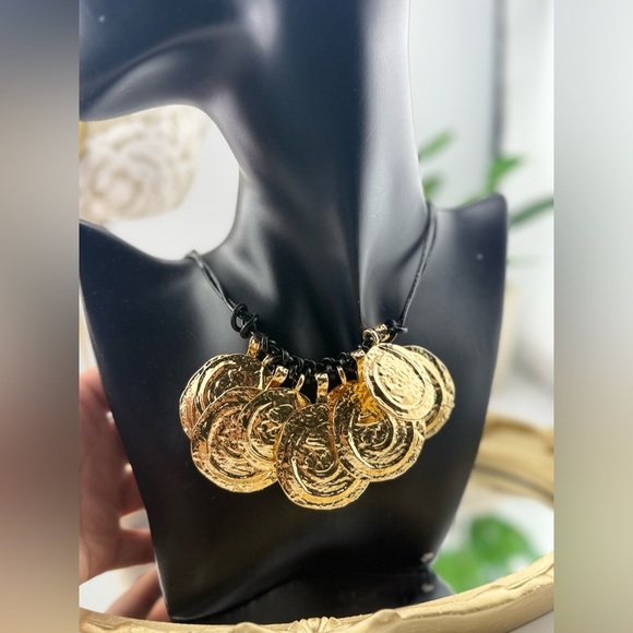 Zara Bold Gold Statement Coin Necklace - Picture 5 of 6